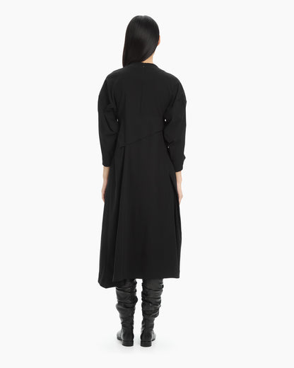MLO Abito midi con drappeggio laterale NERO