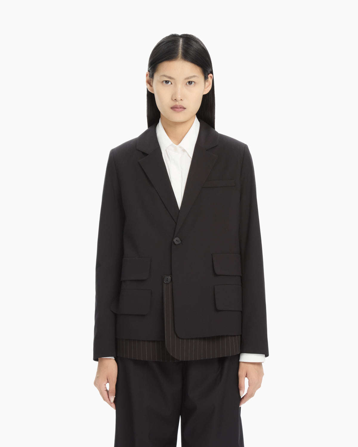 MLO Blazer nero con dettaglio gessato NERO
