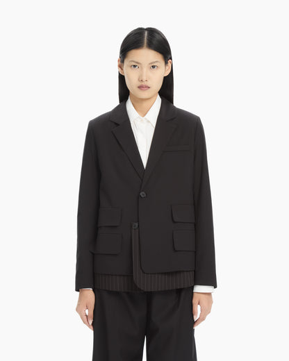 MLO Blazer nero con dettaglio gessato NERO
