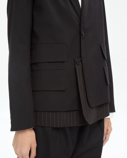 MLO Blazer nero con dettaglio gessato NERO