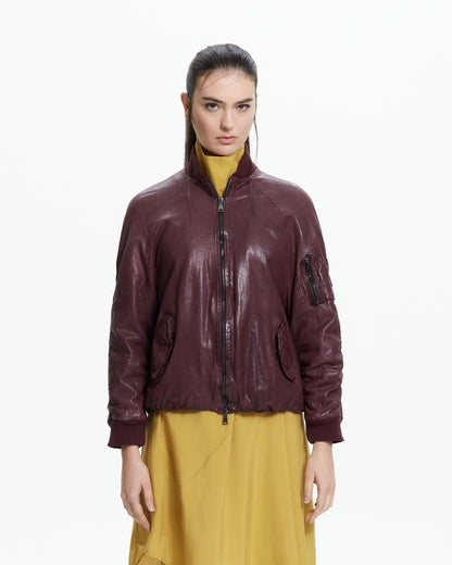MLO Bomber in pelle ROSSO