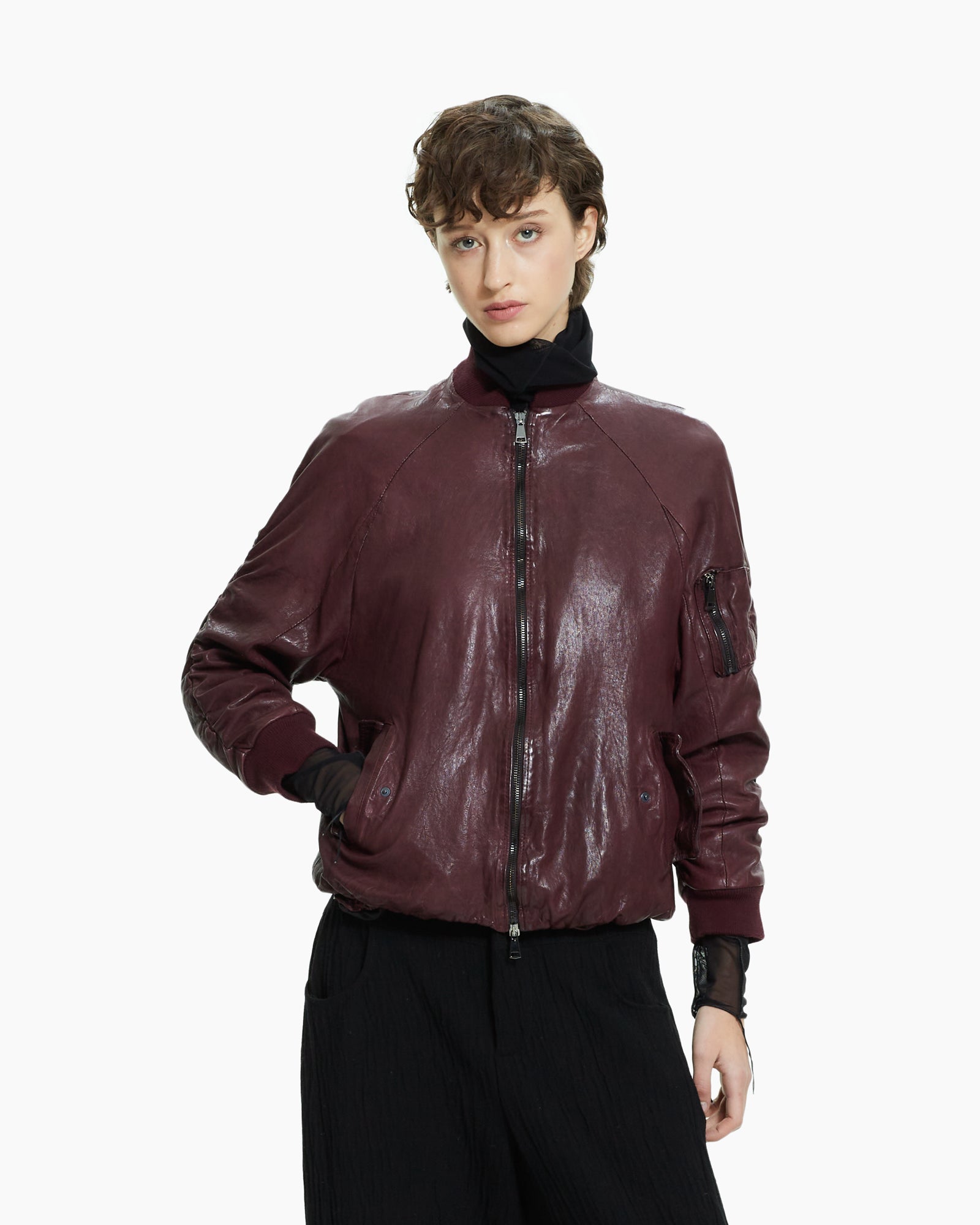 MLO Bomber in pelle ROSSO