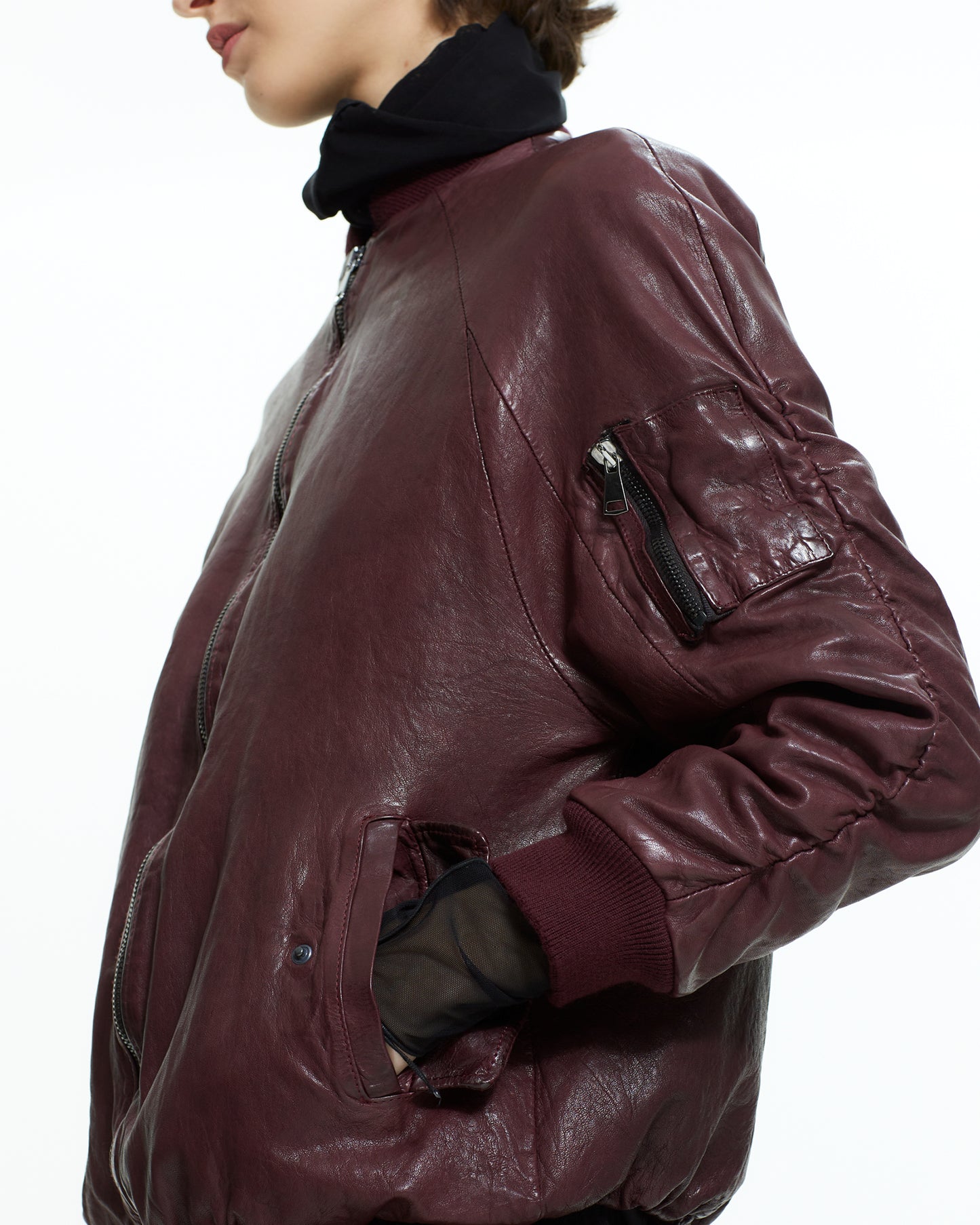 MLO Bomber in pelle ROSSO