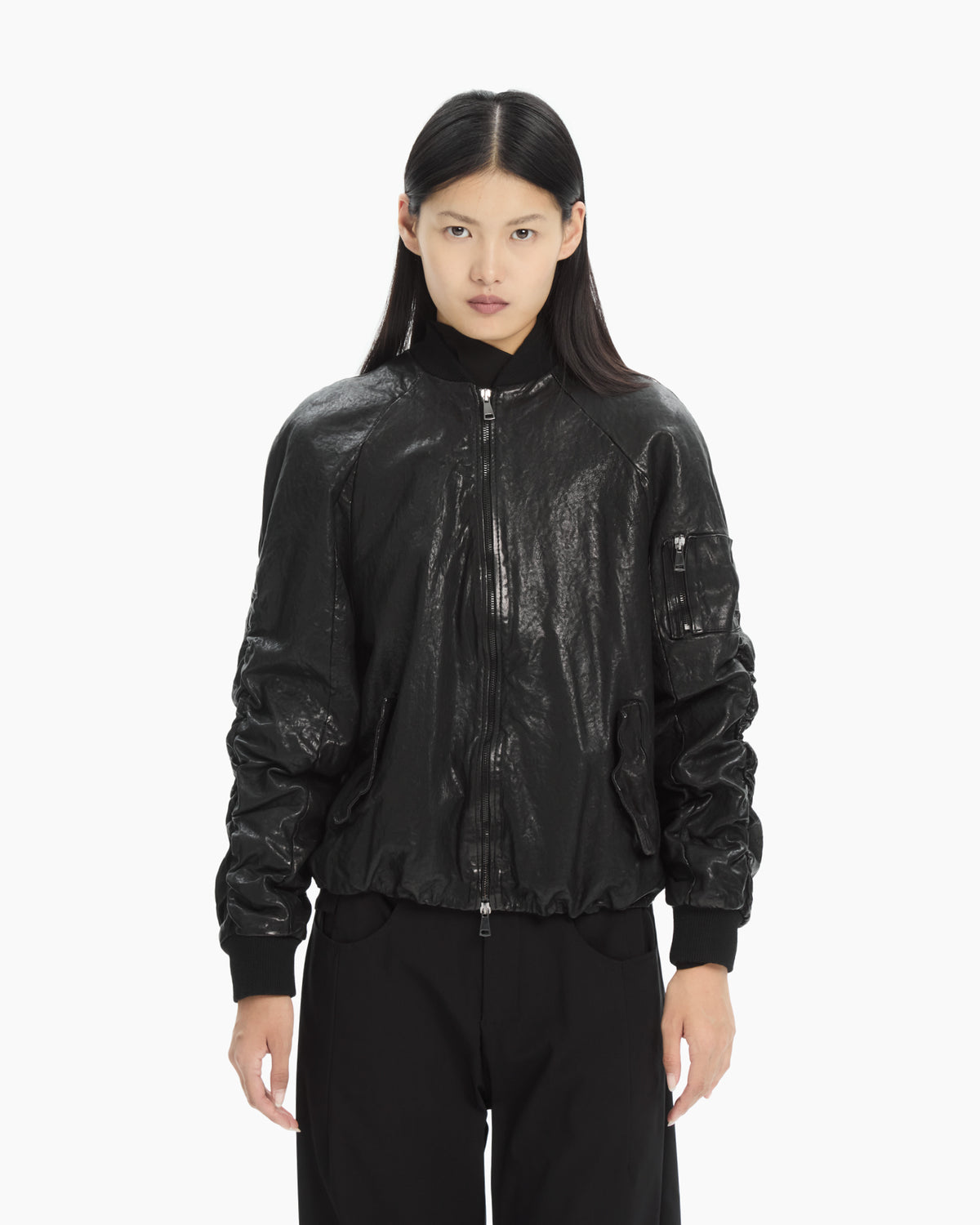 MLO Bomber in pelle NERO