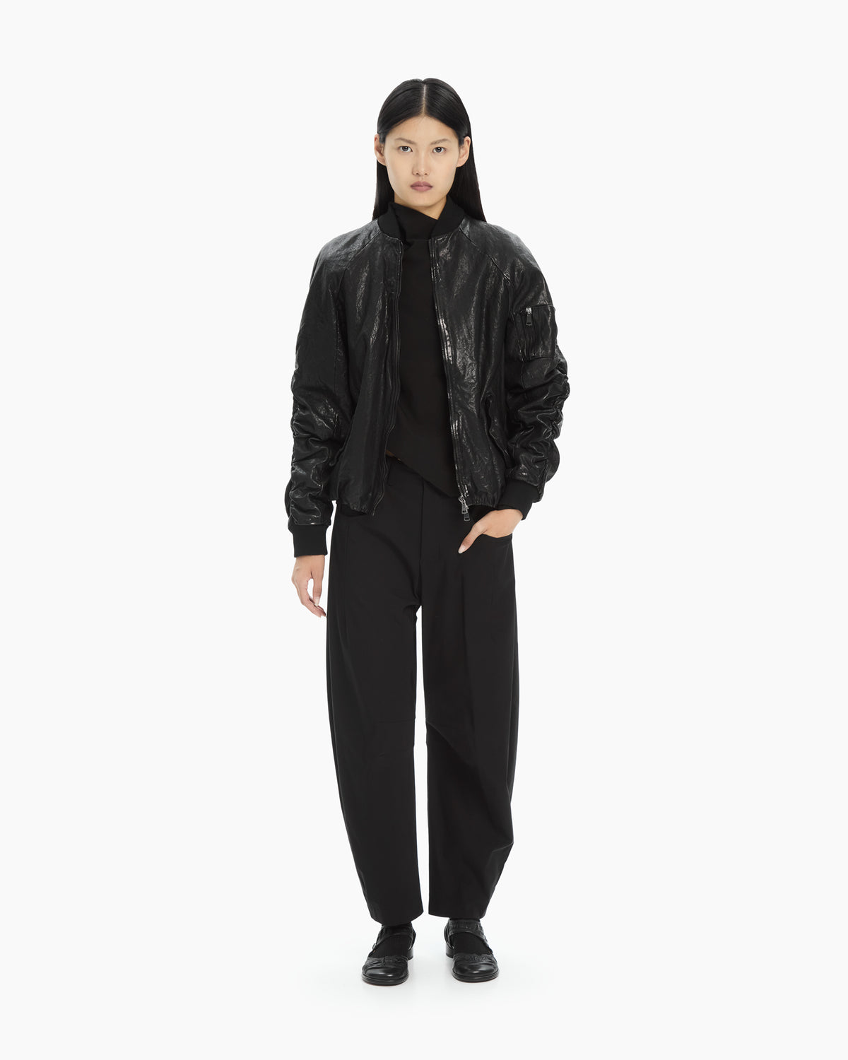 MLO Bomber in pelle NERO