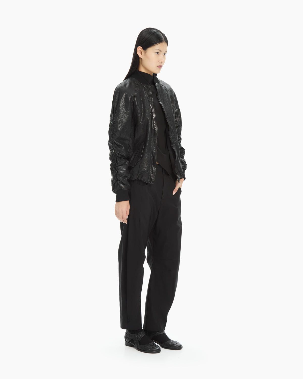 MLO Bomber in pelle NERO