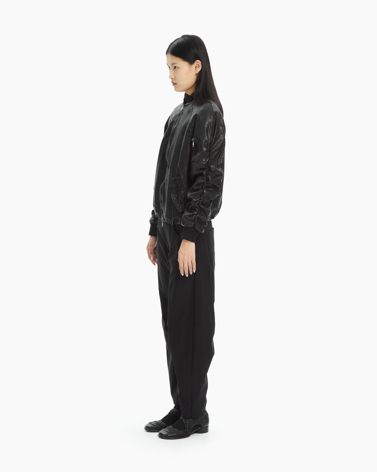 MLO Bomber in pelle NERO