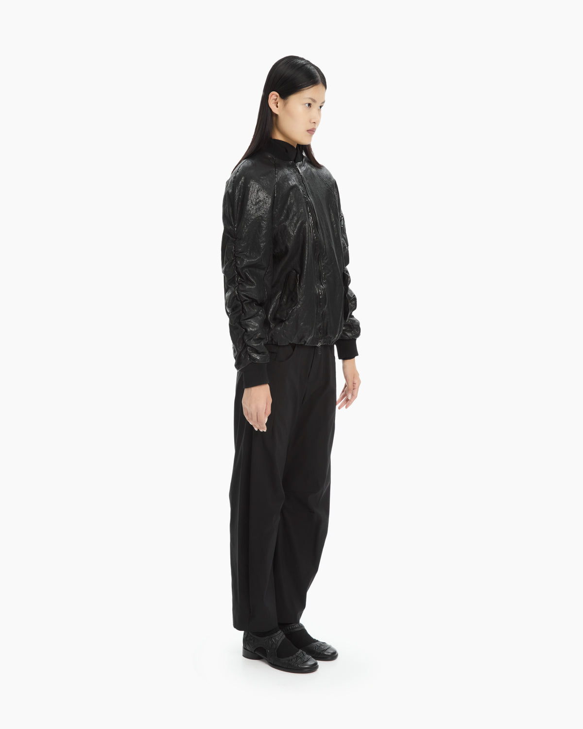 MLO Bomber in pelle NERO