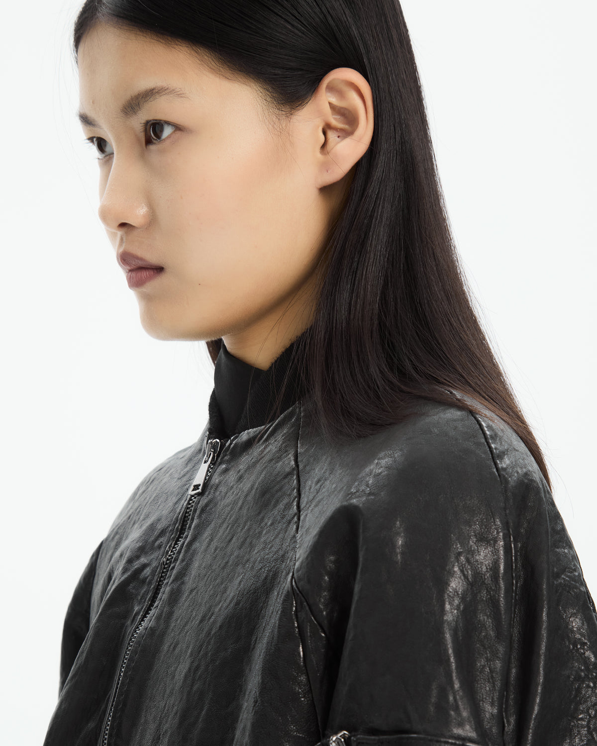 MLO Bomber in pelle NERO