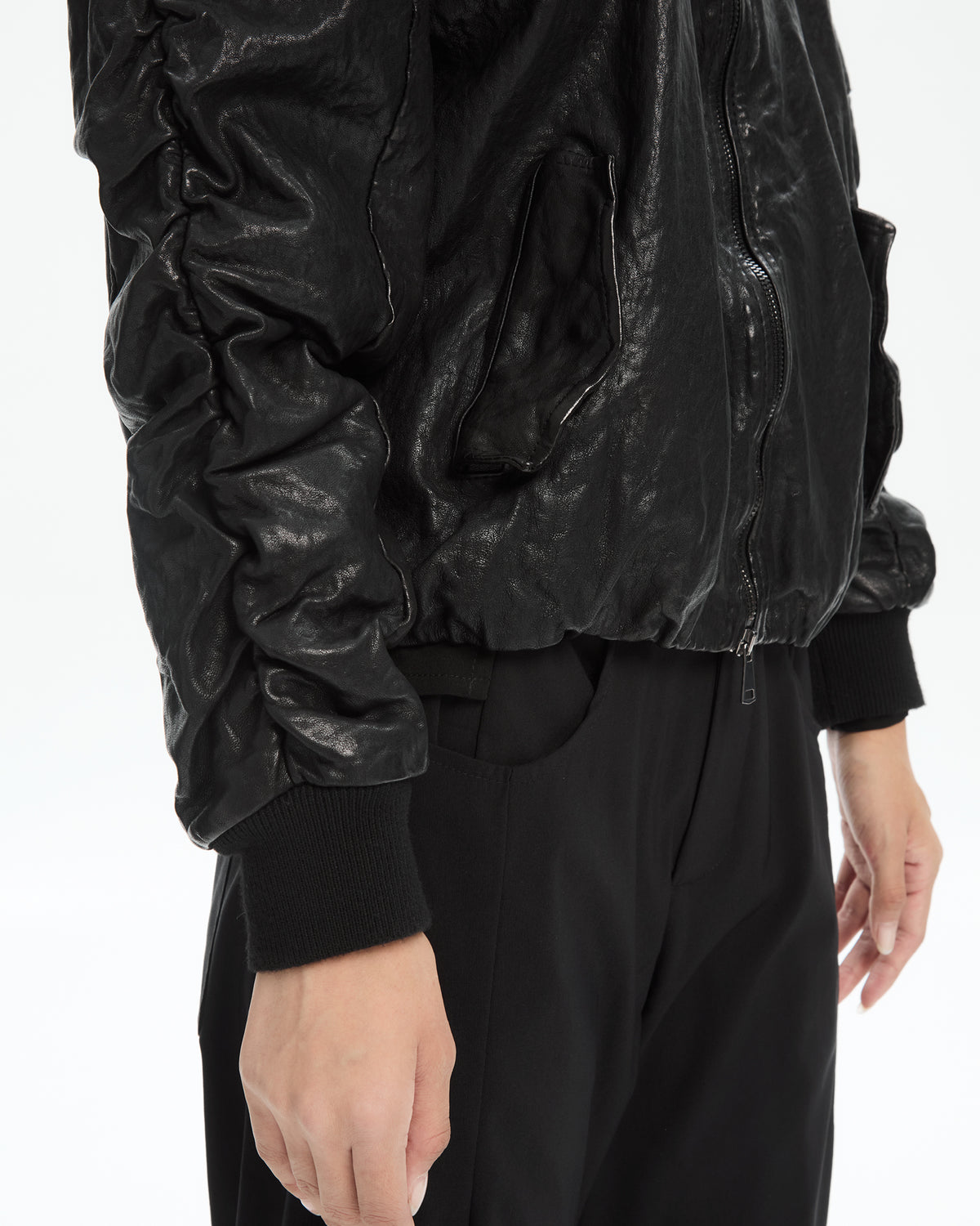 MLO Bomber in pelle NERO
