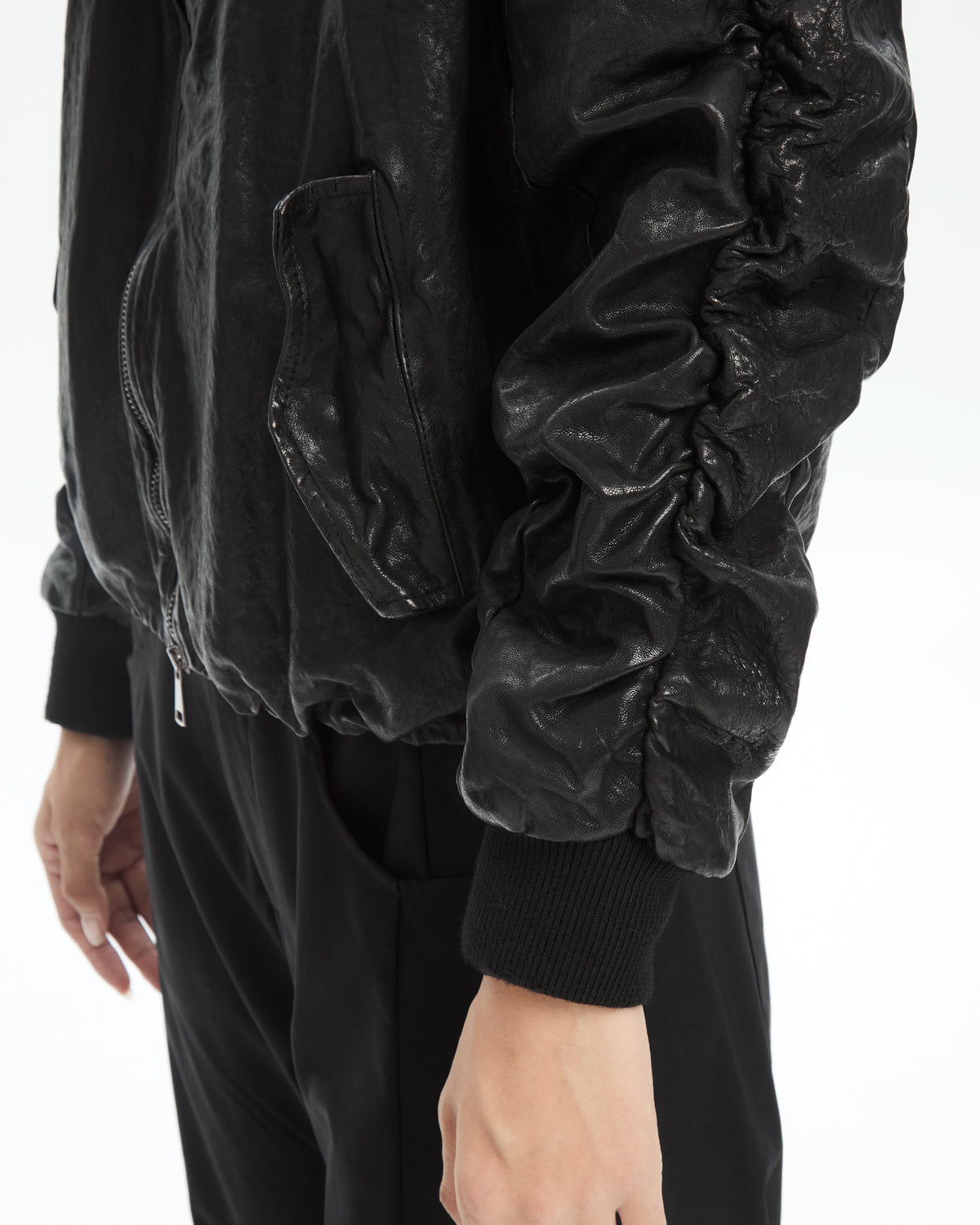 MLO Bomber in pelle NERO