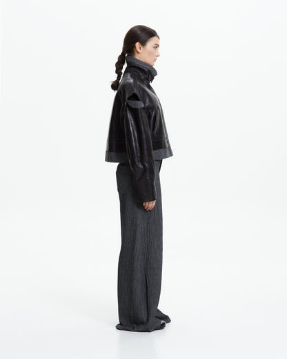 MLO Giacca cropped con collo tecnico NERO