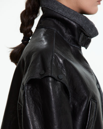 MLO Giacca cropped con collo tecnico NERO