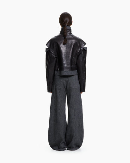 MLO Giacca cropped con collo tecnico NERO