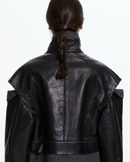 MLO Giacca cropped con collo tecnico NERO