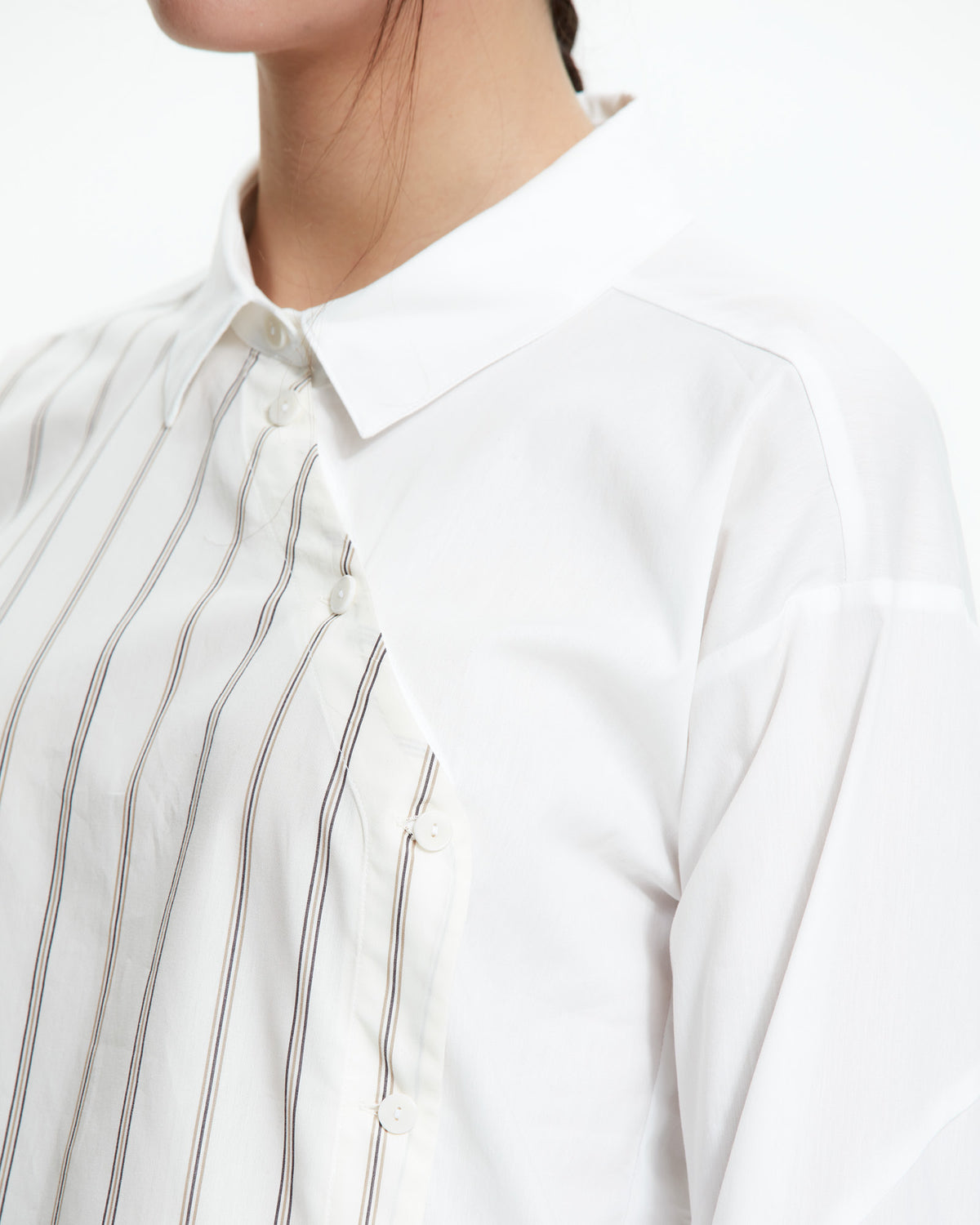 MLO Camicia patchwork gessata asimmetrica MULTICOLOR