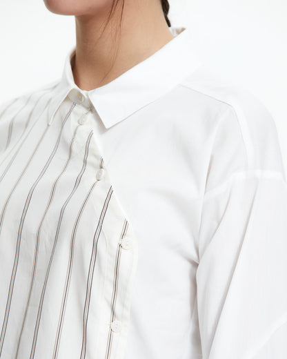 MLO Camicia patchwork gessata asimmetrica MULTICOLOR
