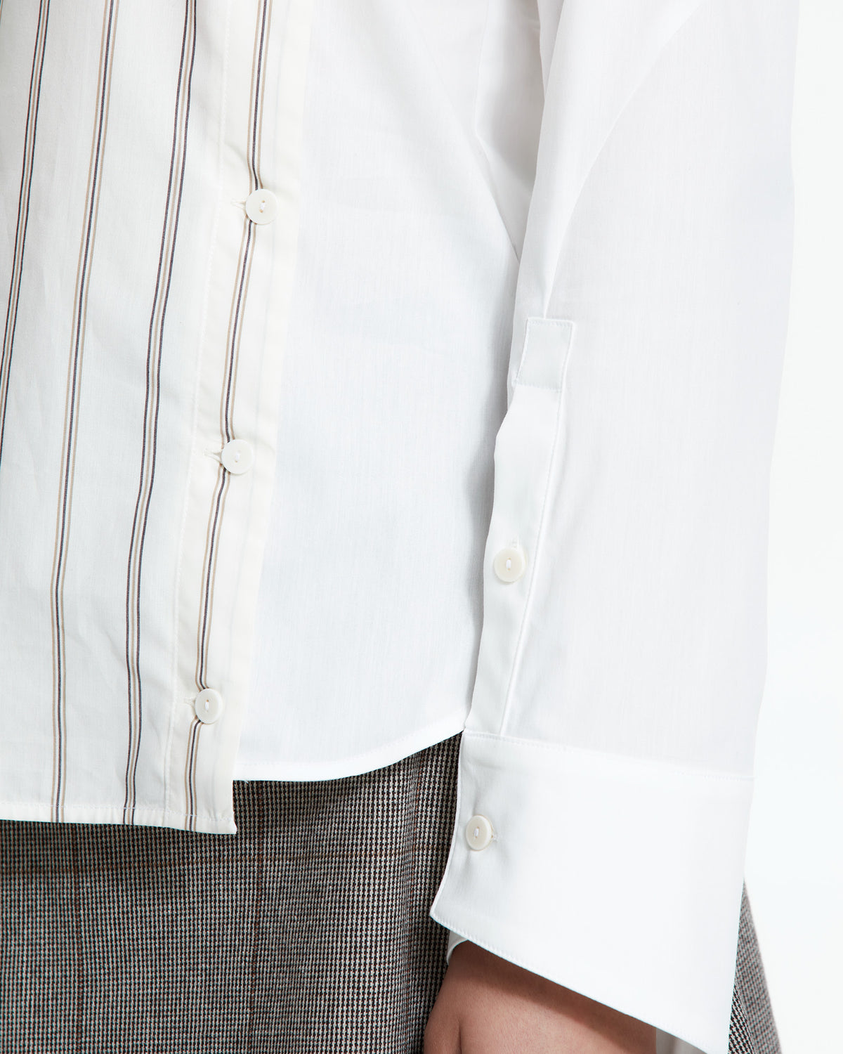 MLO Camicia patchwork gessata asimmetrica MULTICOLOR