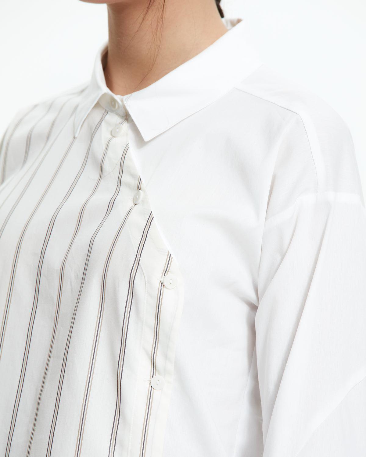 MLO Camicia patchwork gessata asimmetrica MULTICOLOR