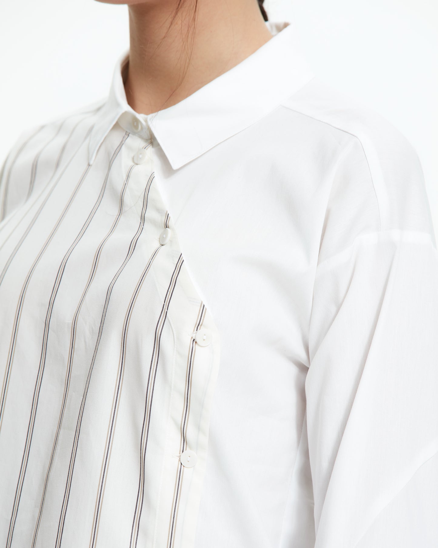 MLO Camicia patchwork gessata asimmetrica MULTICOLOR