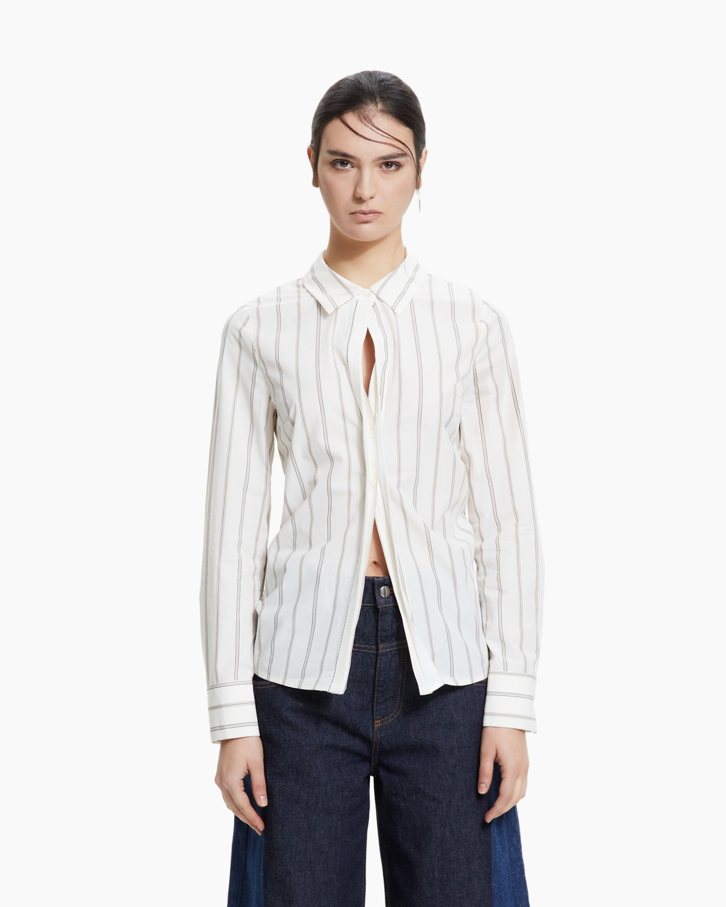 MLO Camicia gessata drappeggiata MULTICOLOR