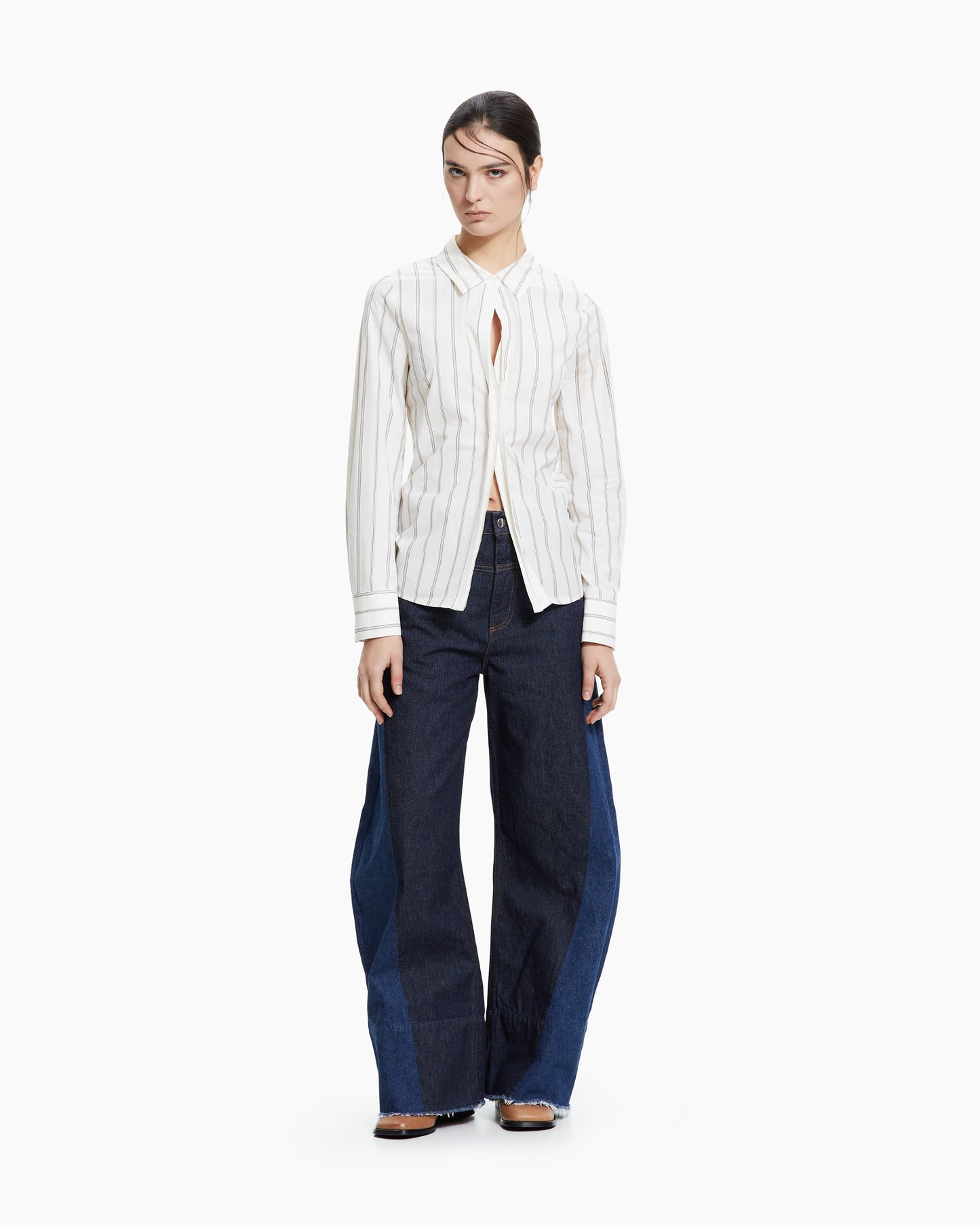 MLO Camicia gessata drappeggiata MULTICOLOR