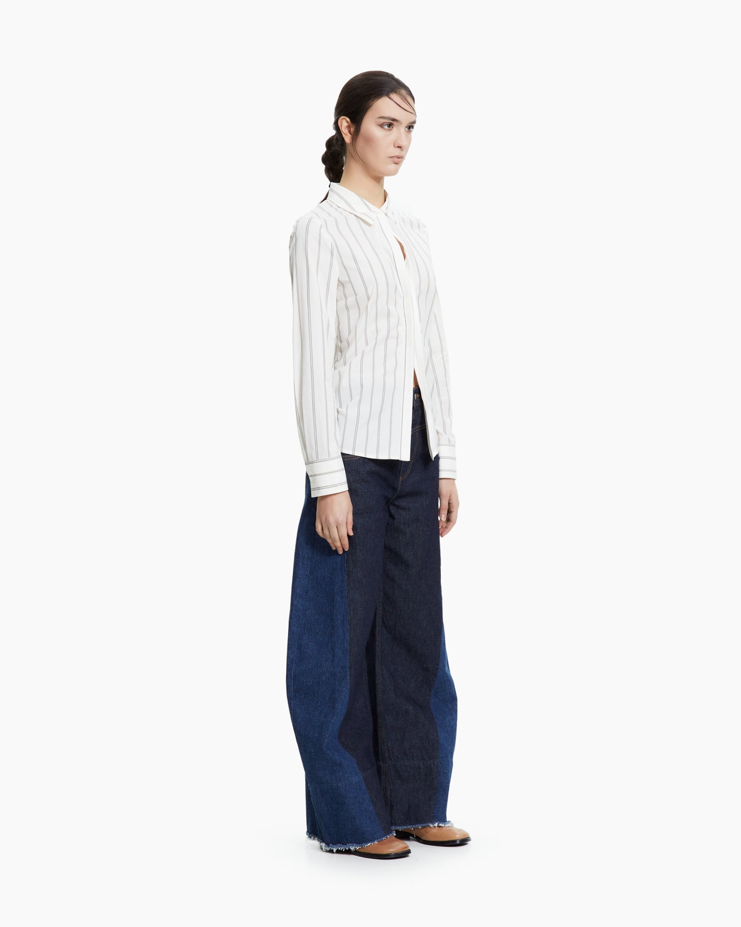 MLO Camicia gessata drappeggiata MULTICOLOR