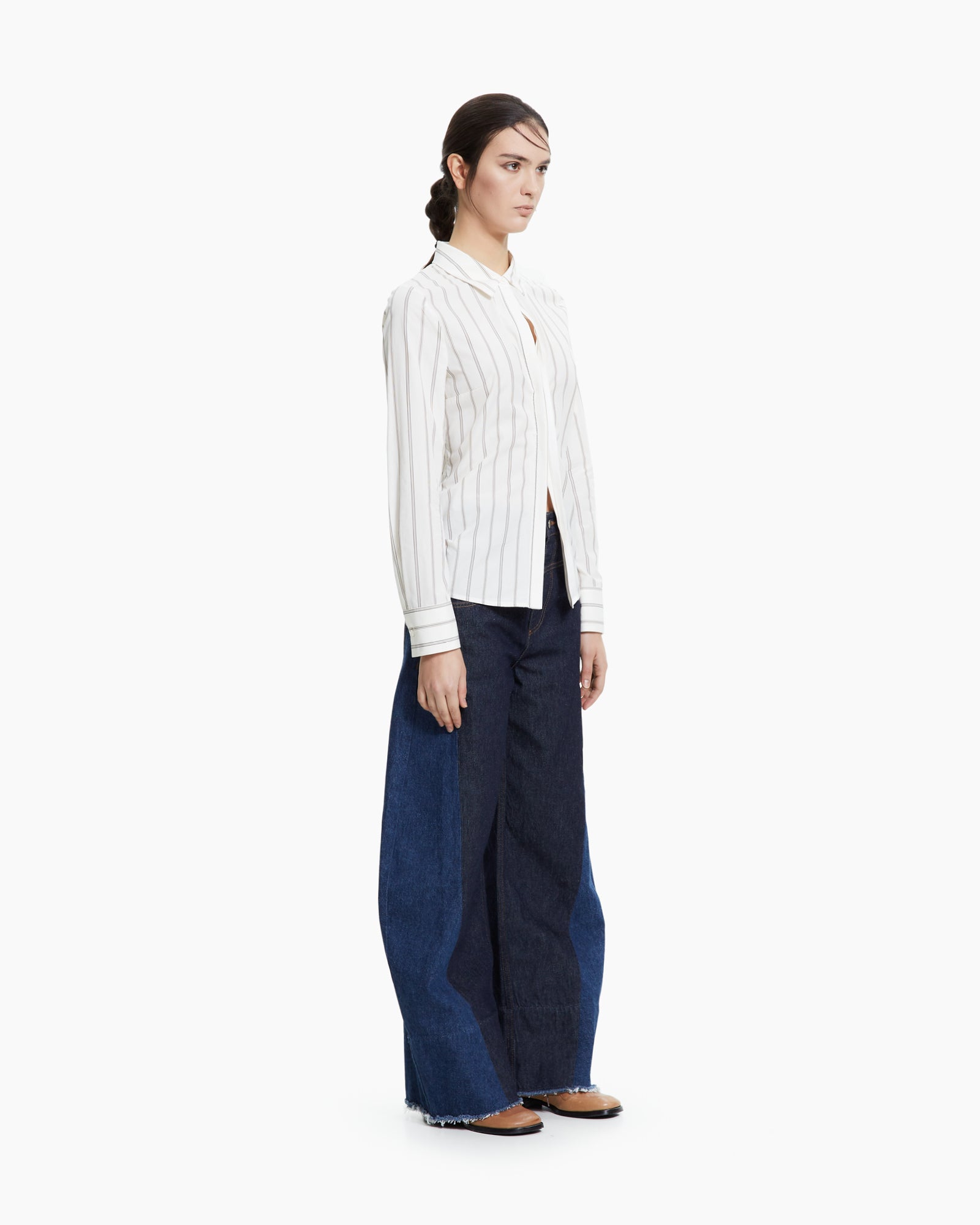 MLO Camicia gessata drappeggiata MULTICOLOR