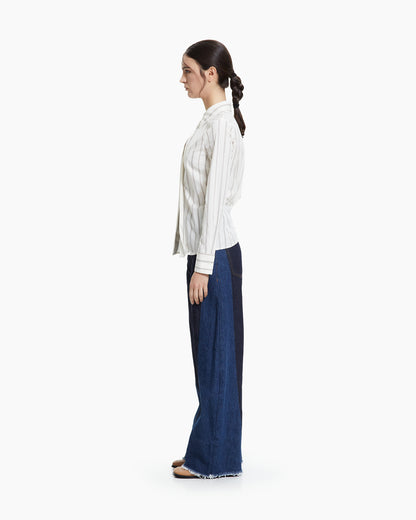 MLO Camicia gessata drappeggiata MULTICOLOR