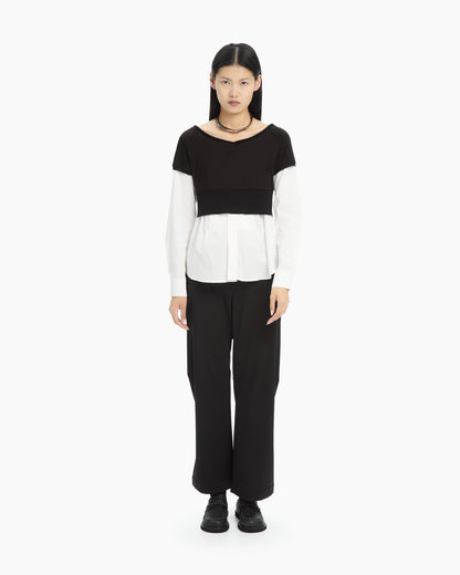 MLO Camicia cropped con costruzione sovrapposta NERO