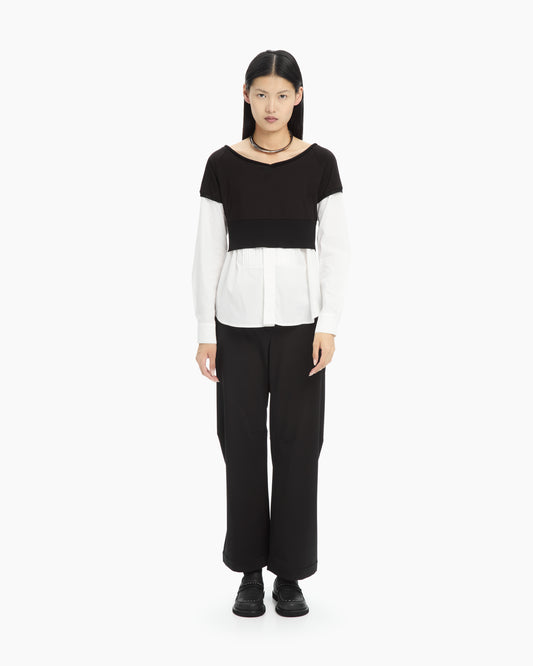 MLO Camicia cropped con costruzione sovrapposta NERO