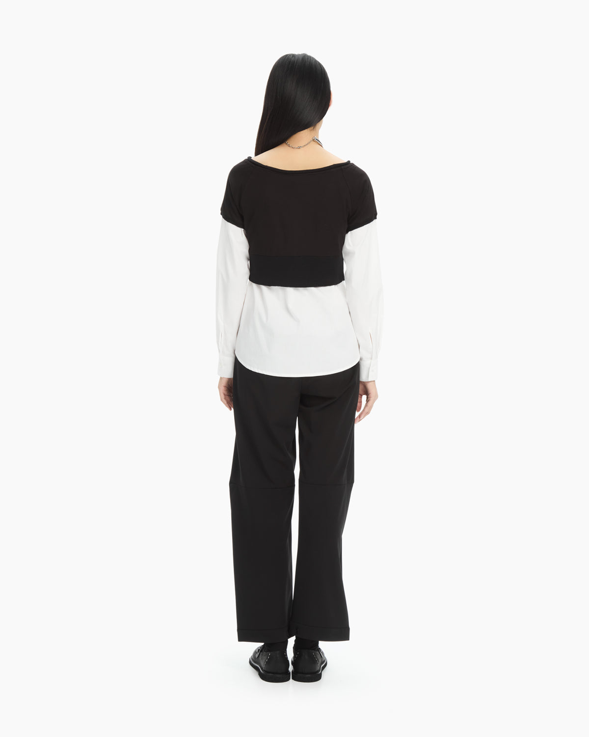 MLO Camicia cropped con costruzione sovrapposta NERO