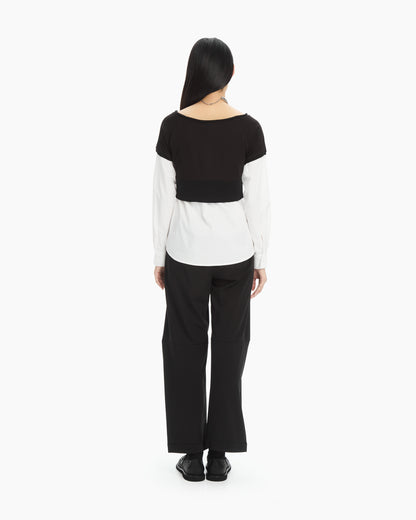 MLO Camicia cropped con costruzione sovrapposta NERO