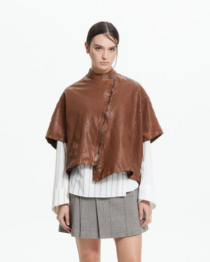 MLO Cappa cropped in pelle  BEIGE