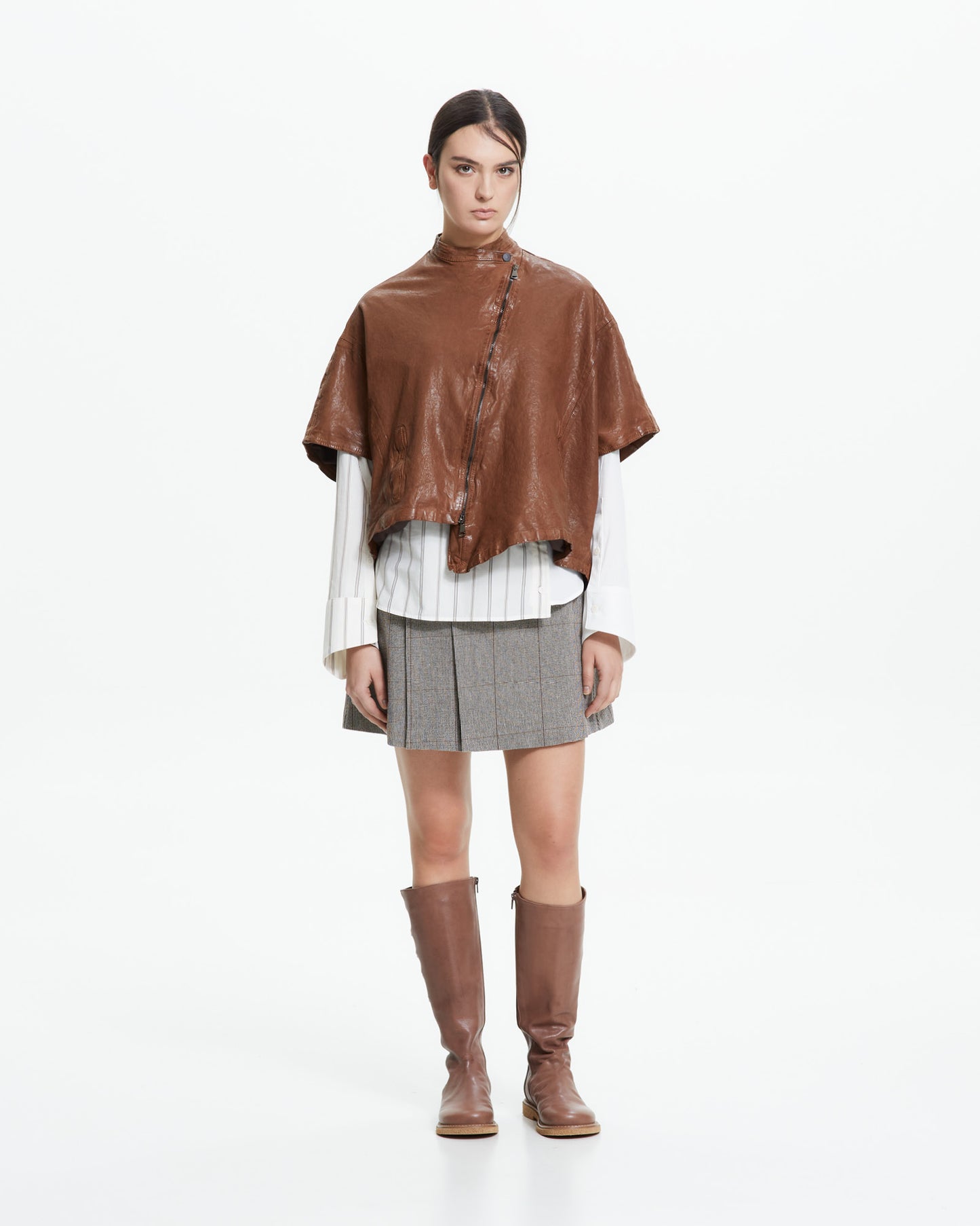 MLO Cappa cropped in pelle  BEIGE