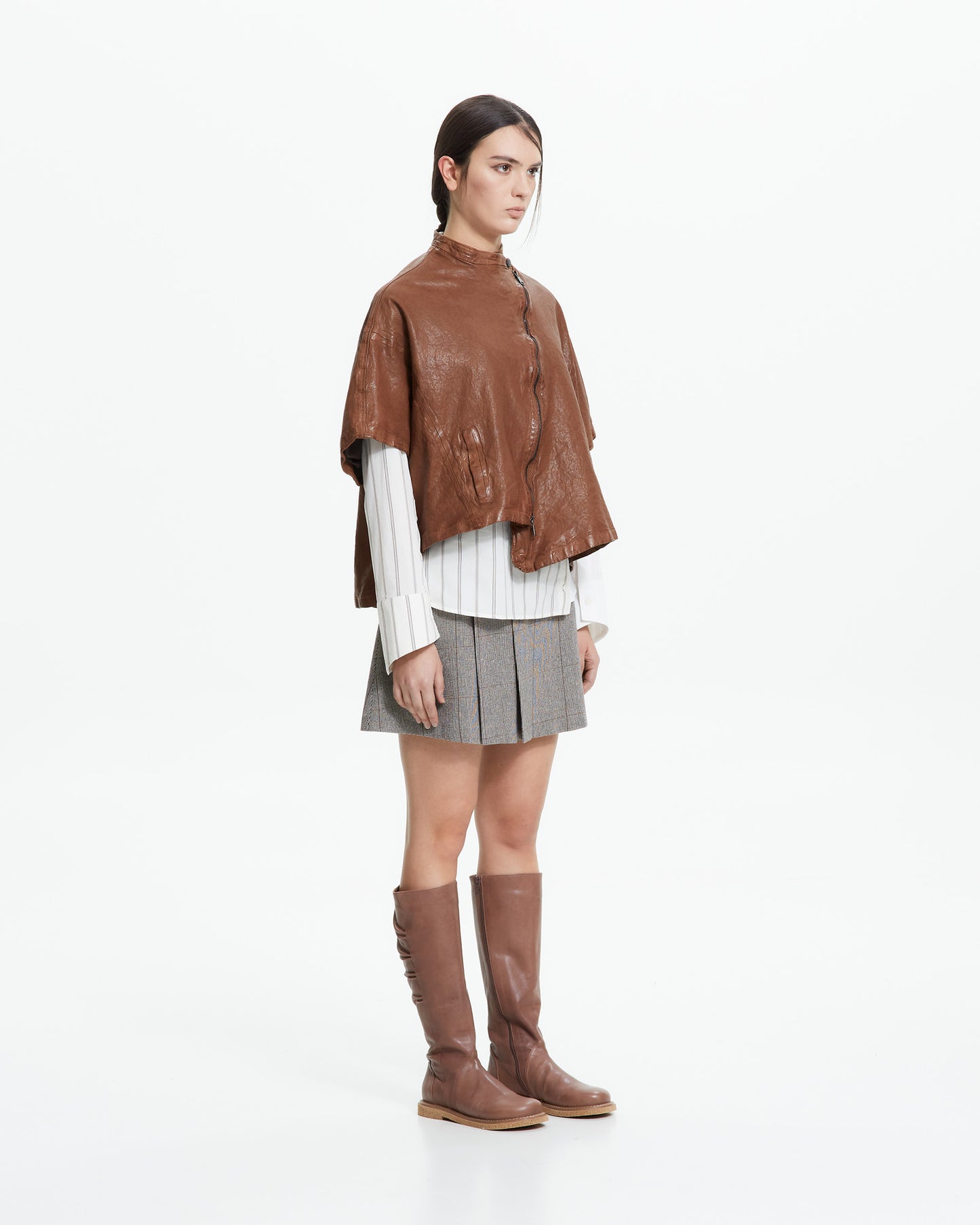 MLO Cappa cropped in pelle  BEIGE
