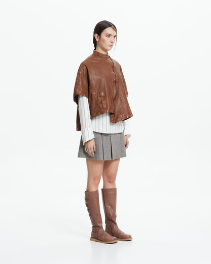 MLO Cappa cropped in pelle  BEIGE