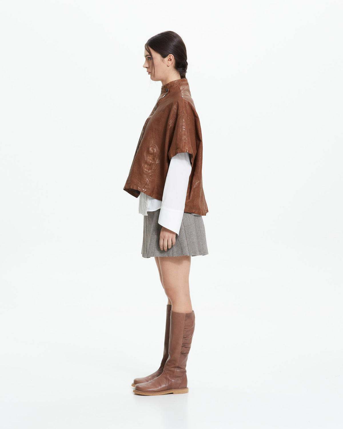 MLO Cappa cropped in pelle  BEIGE