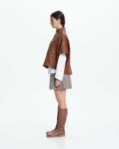 MLO Cappa cropped in pelle  BEIGE