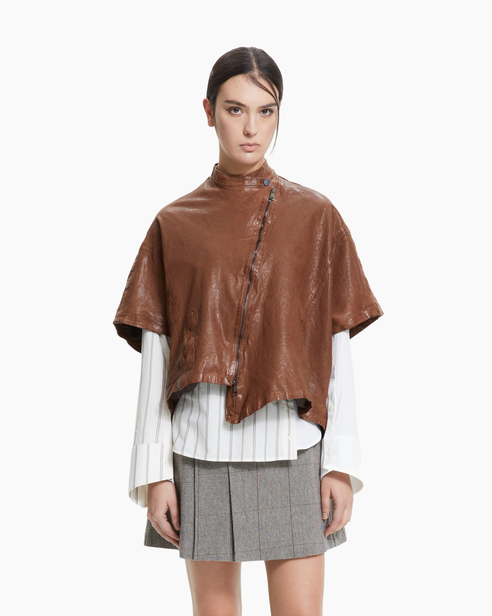 MLO Cappa cropped in pelle  BEIGE