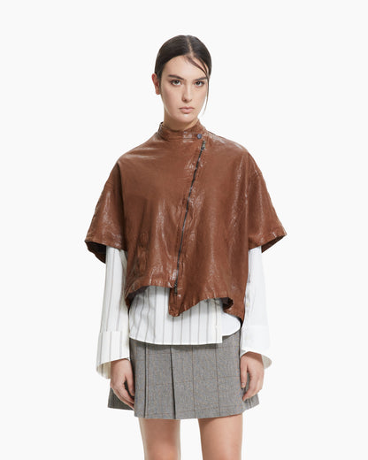 MLO Cappa cropped in pelle  BEIGE