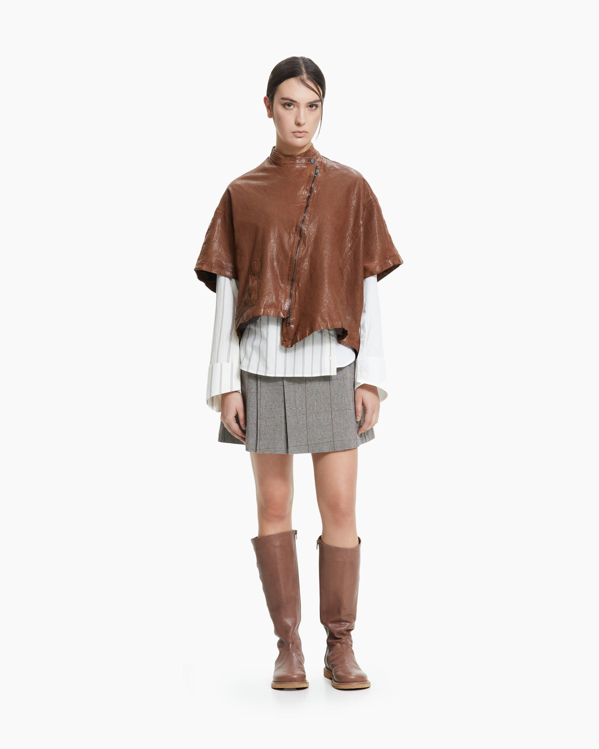 MLO Cappa cropped in pelle  BEIGE