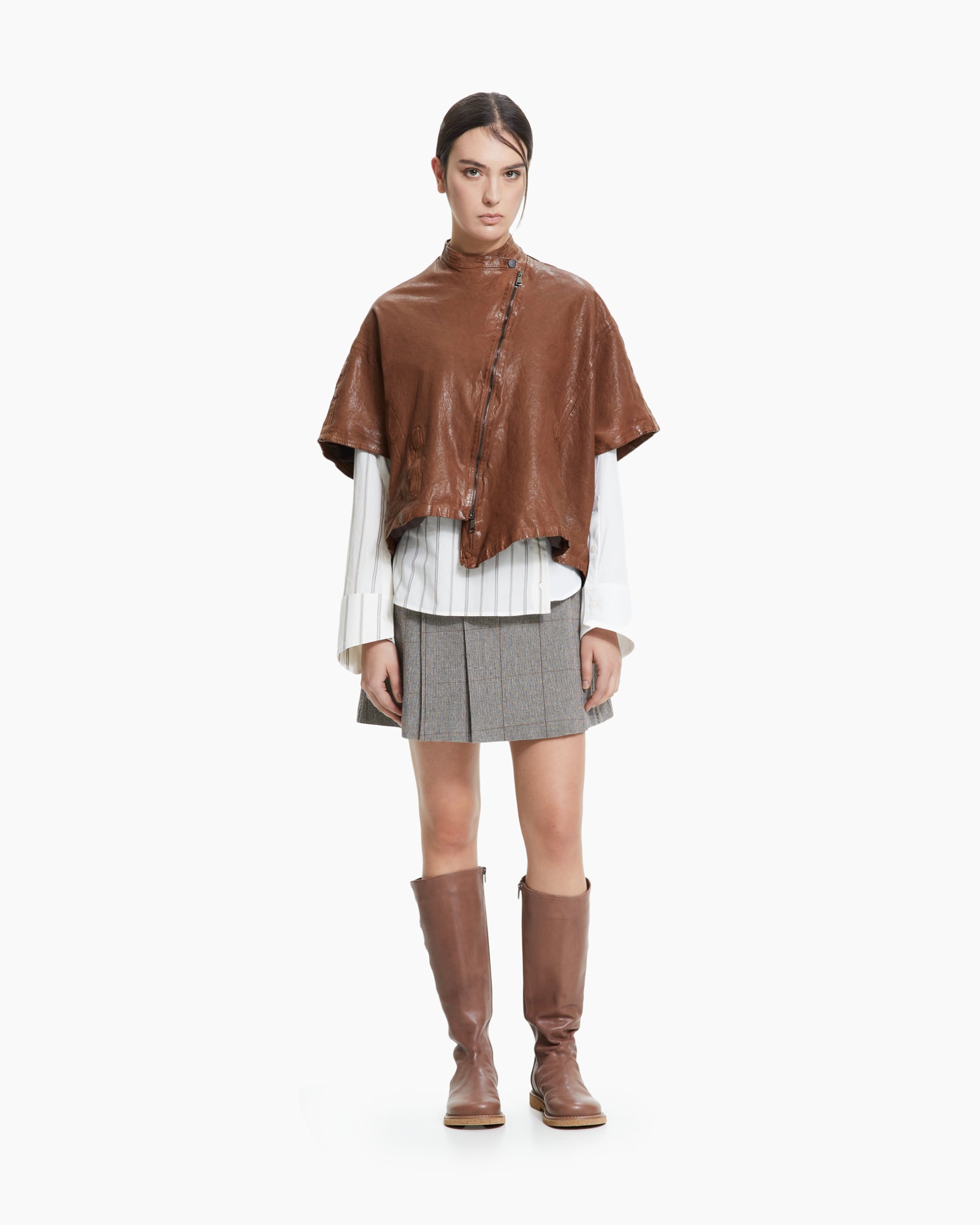 MLO Cappa cropped in pelle  BEIGE