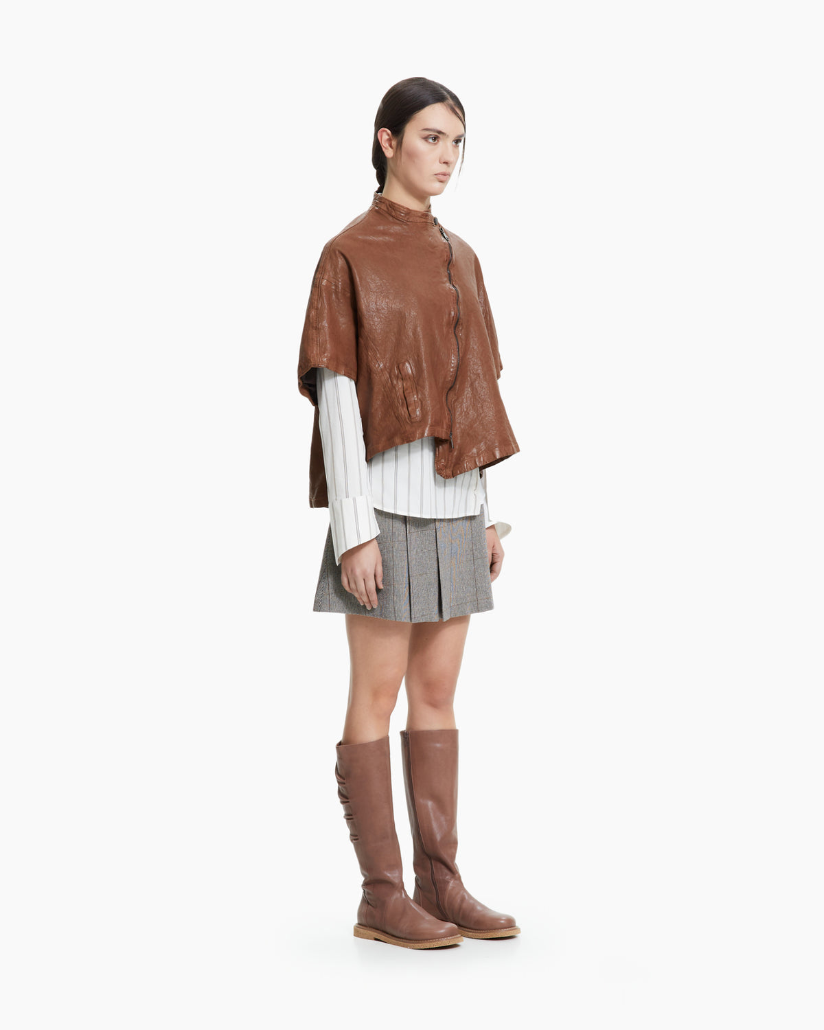 MLO Cappa cropped in pelle  BEIGE