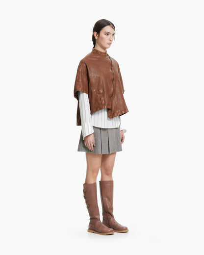 MLO Cappa cropped in pelle  BEIGE