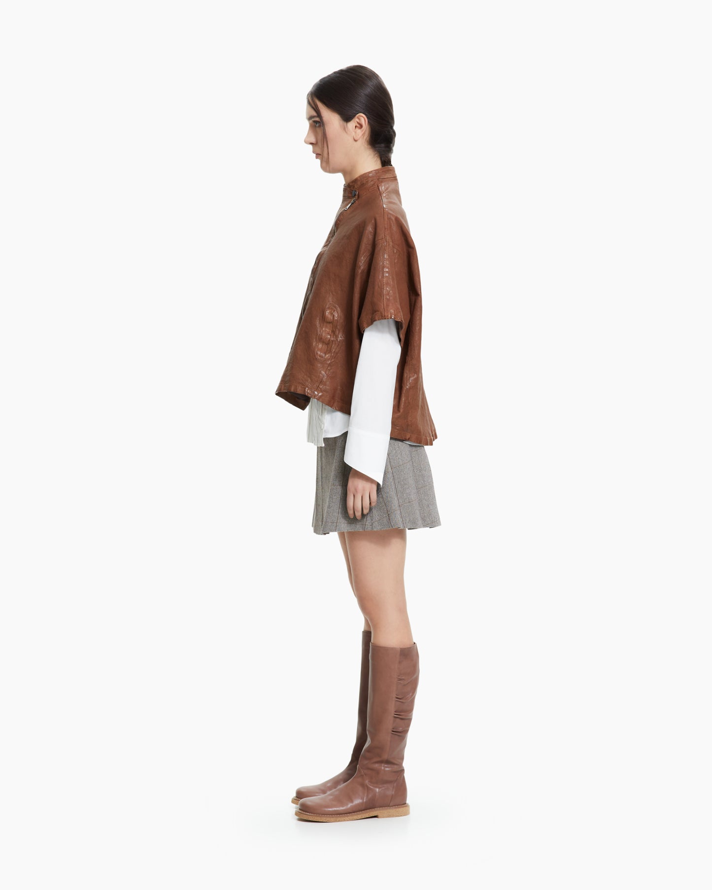 MLO Cappa cropped in pelle  BEIGE