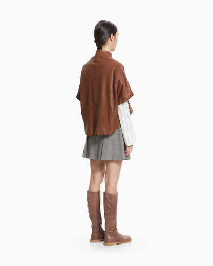 MLO Cappa cropped in pelle  BEIGE