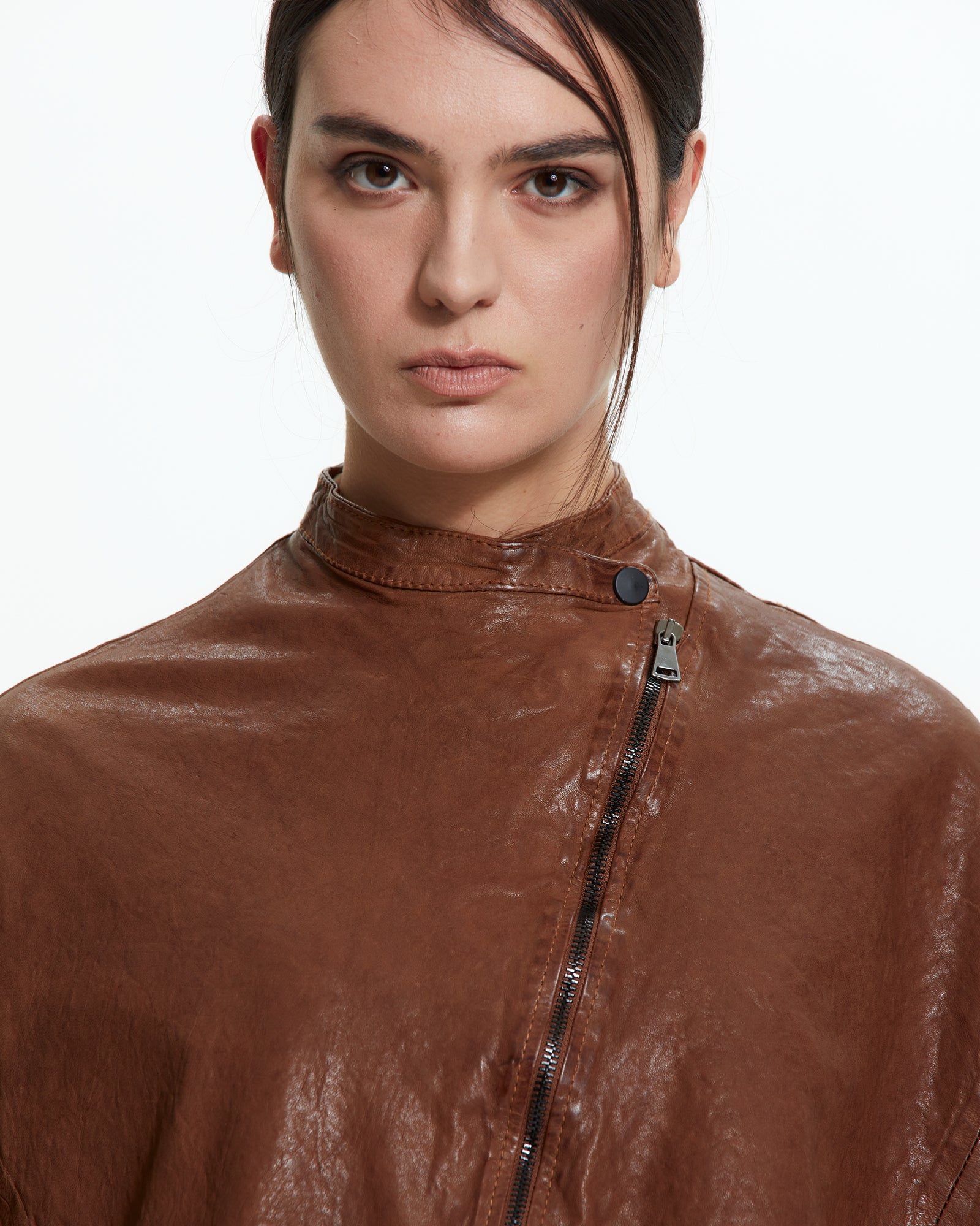MLO Cappa cropped in pelle  BEIGE