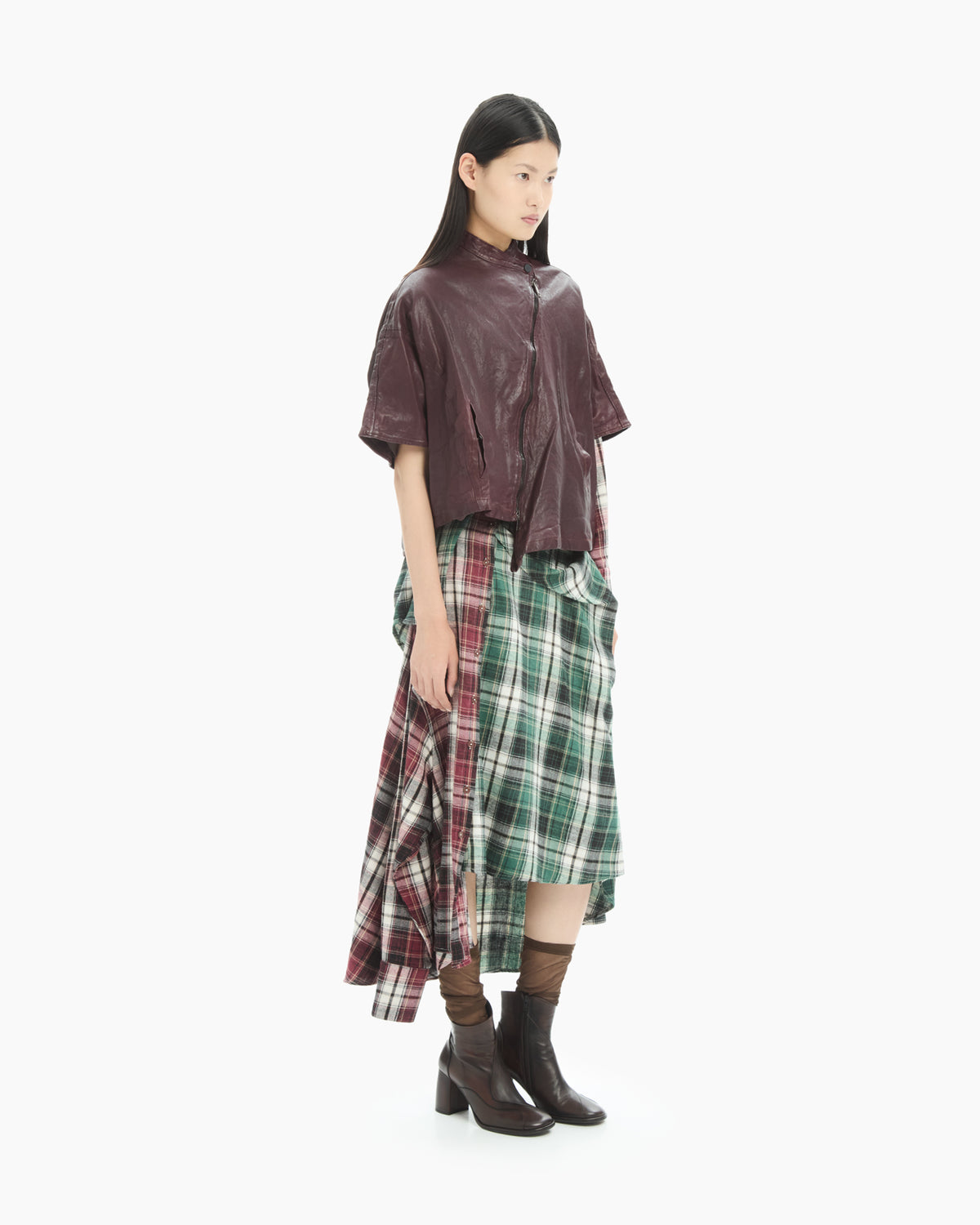 MLO Cappa cropped in pelle  ROSSO