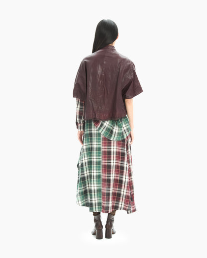 MLO Cappa cropped in pelle  ROSSO
